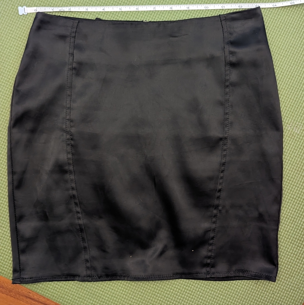 Black Satin Mini Skirt